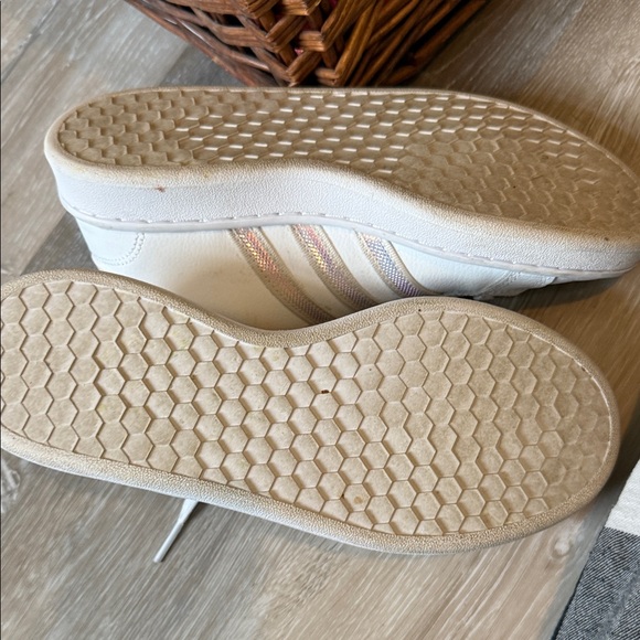 Adidas Women's Cream Athletic Shoes with Subtle Stripes - Picture 6 of 6
